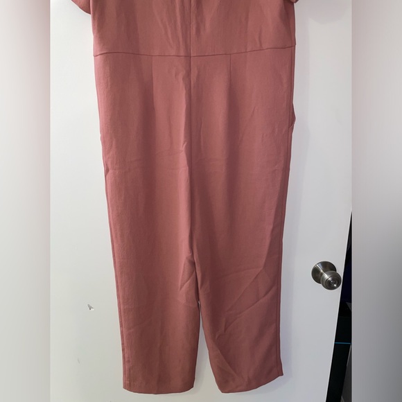 Hatch Rose Pink Maternity V Neck Short Sleeve Zipper Pocket Jumpsuit Size 1, S - Picture 5 of 8